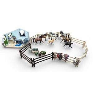 Large Schleich Horse Farm Lot 7 Horses Vet Fencing Tack Accessories Toy Bundle